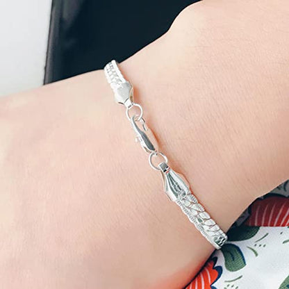 Gold Figaro Chain Bracelet Dainty Curb Cuban Link Chain Bracelet Simple Thin Chain Wrist Bracelet with Lobster Lock Clasp Minimalist Bracelet Jewelry Gifts for Women and Men - color: Silver