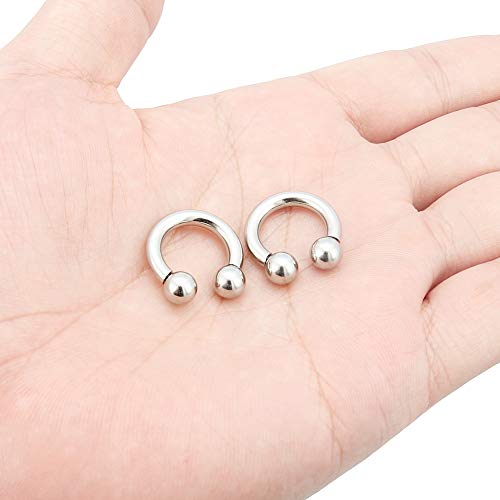2Pcs PA Ring Horseshoe Circular Barbell 316L Surgical Steel Internally Threaded 00G 0G 2G 4G 6G 8G 10G Pierced Body Jewelry for Women 12mm 16mm 19mm - style: 1 pair-8G;Inner Dia:12mm