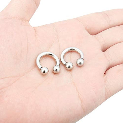 2Pcs PA Ring Horseshoe Circular Barbell 316L Surgical Steel Internally Threaded 00G 0G 2G 4G 6G 8G 10G Pierced Body Jewelry for Women 12mm 16mm 19mm - style: 1 pair-8G;Inner Dia:12mm