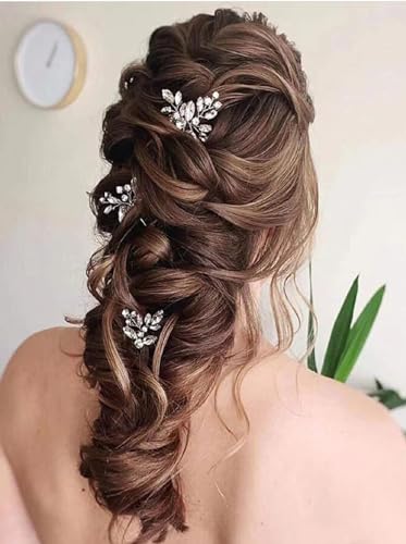 9 Pieces Bride Wedding Hair Pins Bridal Hair Accessories Set Jewelry Bridesmaids Silver HairPiece for Women - color: Set 1