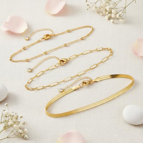 7-Piece Set 14K Gold Plated Jewelry Set Dainty Layered Necklaces CZ Stud Earring Huggie Hoop Earrings Chain Bracelets Gifts for Women - color: Style A-Gold-Necklaces Earrings Bracelets