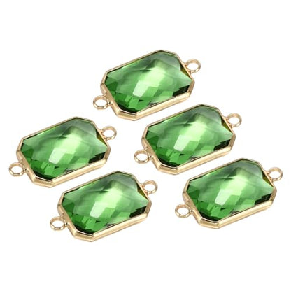 PATIKIL Birthstone Connector Link, Diamond Clear Charm Links, Glass Jewelry Findings Crystal Bead Link for Drop Dangle Pendants Necklace Bracelet Earring - color: Light Green