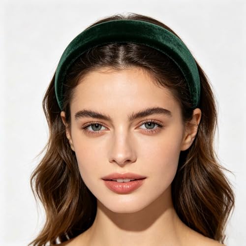 Velvet Padded Headband Fashion Headbands Non Slip Head Band Hair Bands Accessories for Women Girls (Green) - color: Green