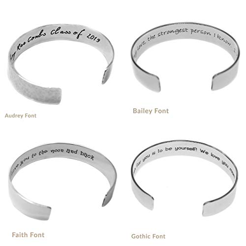 Sterling Silver Engraved Bracelet for Women - Customize for Mom Grandma Wife with Personalized Hidden Inspirational Quote Message from Son Daughter Husband .925 Silver