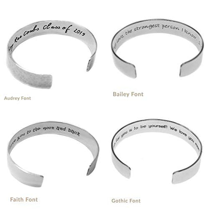 Sterling Silver Engraved Bracelet for Women - Customize for Mom Grandma Wife with Personalized Hidden Inspirational Quote Message from Son Daughter Husband .925 Silver