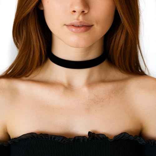 Gjinxi 2Pcs Black Choker Necklace Set, Gothic Black Velvet Choker Necklace for Women, Valentines Day Birthday Gifts, Halloween Cosplay Jewelry