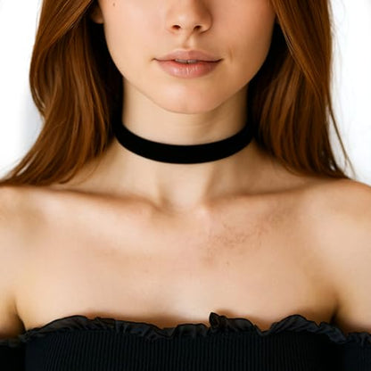 Gjinxi 2Pcs Black Choker Necklace Set, Gothic Black Velvet Choker Necklace for Women, Valentines Day Birthday Gifts, Halloween Cosplay Jewelry