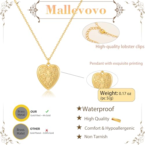 Gold Initial Heart Letter Pendant Necklace Jewelry for Women | 14K Gold Plated Fashion Waterproof Statement Cute Necklaces Dainty Personalized Name Friendship Couple Gifts for Women - color: Initial M