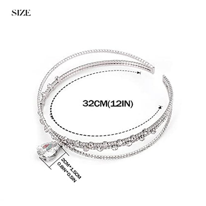 JEAIRTS Rhinestone Choker Necklace Silver Diamond Chain Jewerly for Women | Sparkly Multi-row Crystal Chokers Women's Wedding Prom Formal Jewelry Accessories - color: Style 4