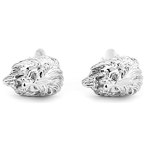 Flairs New York Gentleman's Premium Handmade Artisan Tie Bars Clips Cufflinks - size: Medium, style: Silver Lion Heads Cufflinks (1 Pair)