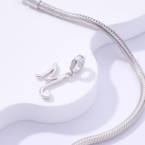 Letter Charms for Pandora Bracelets 925 Sterling Silver Alphabet Initial Charms Bead Jewelry Gift for Women - style: Initial M