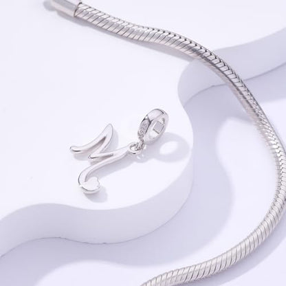Letter Charms for Pandora Bracelets 925 Sterling Silver Alphabet Initial Charms Bead Jewelry Gift for Women - style: Initial M