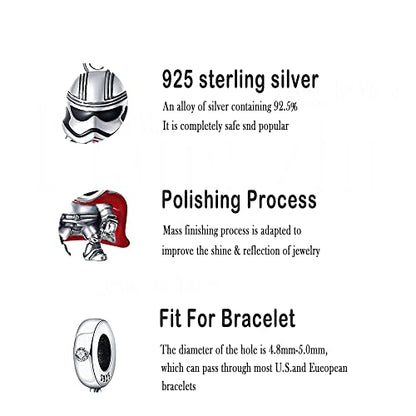 HappyStar 925 Sterling Silver Charms for Bracelets and Necklace Dangle Pendants Beads Charms Fits Charms Bracelets for Woman Jewelry Gifts (with one Spacer Bead Charms) - style: Planet Phasma Charm