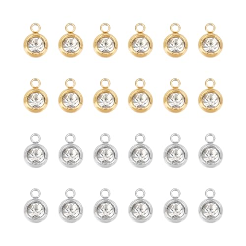 UNICRAFTALE Rhinestone Charm Stainless Steel Link Charms Crystal Charm Glass Connector Charms Diamond Connectors Birthstone Charms Metal Linking Charm for Jewelry Making