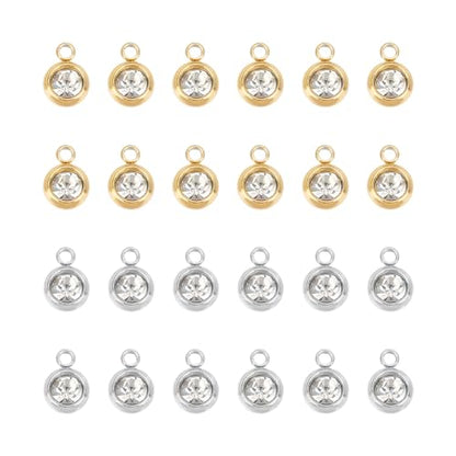 UNICRAFTALE Rhinestone Charm Stainless Steel Link Charms Crystal Charm Glass Connector Charms Diamond Connectors Birthstone Charms Metal Linking Charm for Jewelry Making