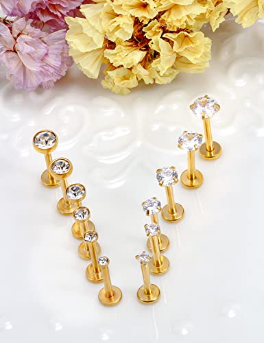 16G Lip Rings Stainless Steel Tragus Helix Conch Piercing Jewelry Snake Bite Piercing Monroe Lip Rings Labret Medusa Cartilage Lobe Earrings Piercing Jewelry CZ 2MM 2.5MM 3MM 3.5MM 4MM 4.5MM - color: 8MM-Gold,2mm/2.5mm/3mm/3.5mm/4mm/4.5mm