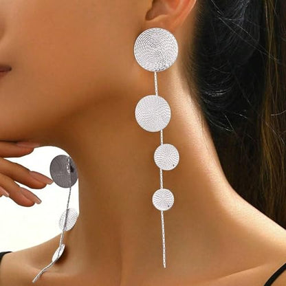 Gold Dangle Earrings for Women Long Statement Drop Boho Gold Chandelier Disc Tassel Earrings Dangle for Party Wedding Trendy Jewelry Gifts - color: J1