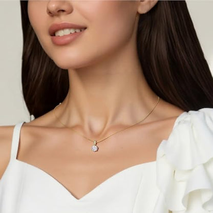 SUNFEEL Sterling Silver Necklaces 2 Carats Cubic Zirconia/Moissanite Necklace Dainty Jewelry Gifts for Mom Wife Girlfriend Bridal for Prom Wedding Anniversary Birthday - color: 02-Cubic Zirconia-Gold