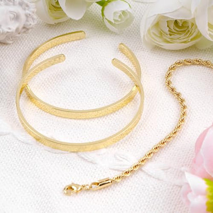 Gold Bracelets for Women, 14K Gold Plated Bangle Cuff Bracelets Stack for Women, Dainty Waterproof Stackable Bracelet Jewelry Gifts
