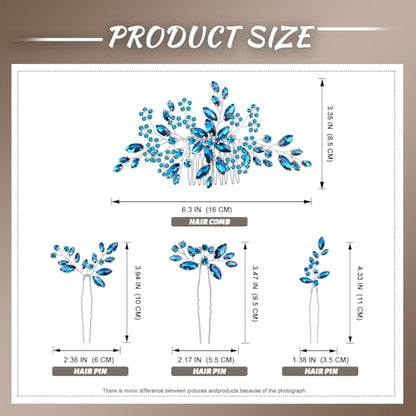 Wedding hair accessories, Bridal for piece, brides headpiece, Bride comb（Blue） - color: Blue