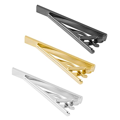 GWD Stainless Steel Tie Clips for Men Classic Tie Bar Clip Set | Ideal Gift for Father, Husband, Boyfriend, Business, Wedding, Tie clip With Gift Box - style: 3pcs-Cross