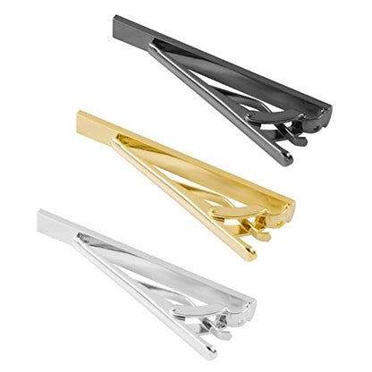 GWD Stainless Steel Tie Clips for Men Classic Tie Bar Clip Set | Ideal Gift for Father, Husband, Boyfriend, Business, Wedding, Tie clip With Gift Box - style: 3pcs-Cross