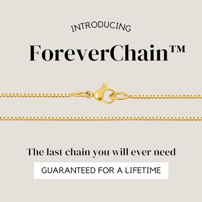 KISPER Gold Box Chain Necklace for Women, 24K Plated, Thin Dainty Layering | 1.2mm, 14-36 in, stainless steel, non-tarnish, waterproof, hypoallergenic, nickel-free, lobster clasp