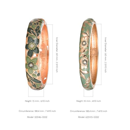 UJOY Cloisonne Bracelet Lotus Flower Plated Cuff Bangle Enameled Jewelry Bracelets Gift for Women Pack in Case 88B16 - color: A11-2 Pcs Set-Green