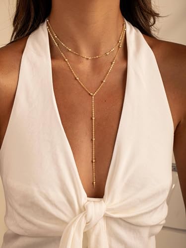 Tewiky Layered Necklaces for Women 14k Gold Plated Chain Necklace Set | Chunky Herringbone/Snake/Rope/Box/Cuban Link Chain for Women, Layering Stack Choker Necklace, Dainty Jewelry Set Non Tarnish - color: Gold--style N