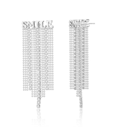 Long Tassel Dangle Drop Earrings, Silver/Gold Cz Chain Earrings for Women Fringe Geometric Bar Drop Formal Earrings Prom Party Lightweight Jewelry Gifts - color: I