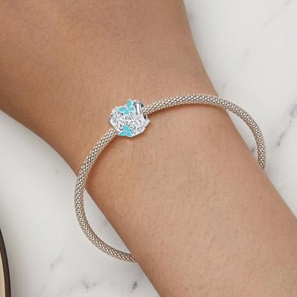 Butterfly Daisy Flower Heart Charm Clear CZ Bead for European Bracelet - style: Bule