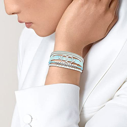 Bracelets for Women, Gifts for Mom Her Christmas Gift 2026 Leather Bracelets for Women Birthday Gift for Daughter Inspirational Wrap Bracelet Sister Friend Teen Girl Gift Layered Stocking Stuffers Jewelry - style: Teal
