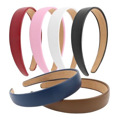 6 PCS Leather Headbands for Women Wide Cute Fashion Padded Headbands Non Slip Head Bands for Women's Hair PU Leather Soft Hairband for Girls diademas para mujer de moda Hair Accessories