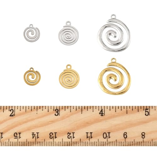 8-64Pcs Silver Goldern Color Heart Pendants Charms 10 Styles Heart Stainless Steel Metal Charms for Jewelry Making Crafting Necklaces Bracelets Earrings Keychains Birthday Gift - color: SpiralA-12 pcs