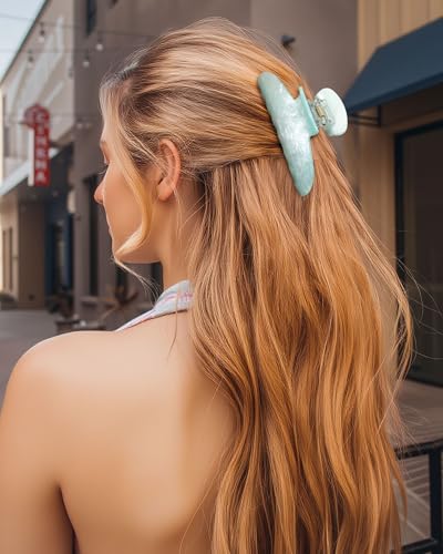 Molans 3PCS Hair Claw Clips Acrylic Clamps for women - Non-slip Strong Hold Barrettes for Thin Thick Hair, Medium hair clips Accessories - color: green/white/purple
