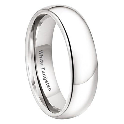 TUTISS 2mm 3mm 4mm 5mm 6mm 7mm 8mm 10mm White Tungsten Rings for Men Women Engagement Wedding Bands Domed Polished Shiny Comfort Fit - color: 6mm White Tungsten