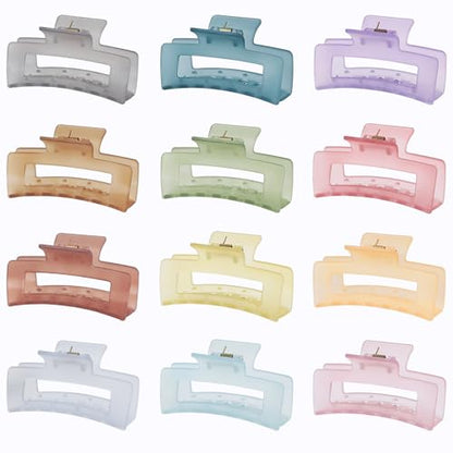 Sisiaipu 3.5 Inch Square and Rectangular Hair Clips - 12 Pcs Claw Clips for Thick and Thin Hair, Rectangle Jaw Clips in Bulk, Hair Accessories for Women and Girls - Ice Cream - color: Ice Cream