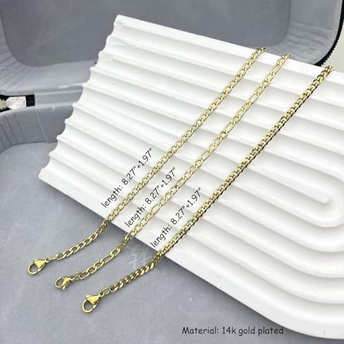 Silver Ankle Bracelets for Women Waterproof Stainless Steel Anklet Adjustable Layered Cuban Silver Anklets Set Summer Beach Foot Jewelry Gift - color: Cuban chain/gold