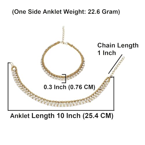 Efulgenz Indian Anklets Crystal Faux Pearl Ankle Bracelet Jhanjara Payal