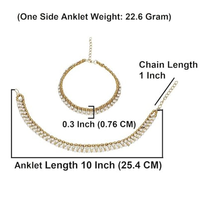 Efulgenz Indian Anklets Crystal Faux Pearl Ankle Bracelet Jhanjara Payal