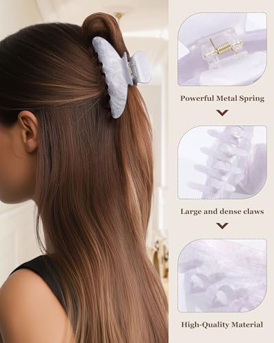 Molans 3PCS Hair Claw Clips Acrylic Clamps for women - Non-slip Strong Hold Barrettes for Thin Thick Hair, Medium hair clips Accessories - color: pink/yellow/blue