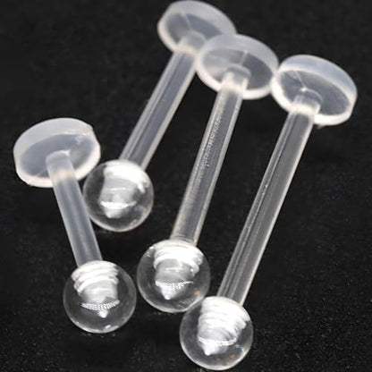 Clear Lip Piercings Set for Women Men Acrylic Nose Retainers Helix Tongue Rings Jewelry Earrings Studs Labret Piercing Para La Nariz 10 Pcs - size: 1.6*12+3