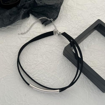 Black Choker Necklaces for Women 90s Red Black Velvet Choker Necklace Thick Thin Chocker Tube Heart Circle Choker Necklace Lace Tatto Collar Necklace Goth Choker Jewelry - style: A2-Tube
