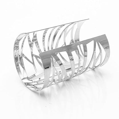 OIDIMS Women's Cuff Bracelets Large Big Bangles Minimalist Statement Adjustable Fashion Hollow Wide Bracelet Chunky Open Arm Cuff Upper Arm Personalized Punk Jewelry for Ladies - color: Silver