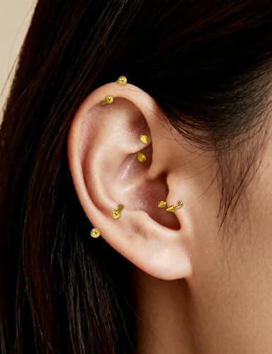 16G Horseshoe Septum Rings 6/8/10/12mm with Tool & Ball Grabber,Hypoallergenic for Nose,Rook,Cartilage,Helix,Lips-Silver Gold 316L Surgical Steel Septum Piercing jewelry - color: Gold Plated Horseshoe Ring 6-12mmBall/Point Tool