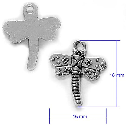 Heather's cf Silver Sea Charms – Antique Pendants, Non-Tarnish, Lead-Free & Nickel-Free, Bulk Ocean Animal Charms for DIY Jewelry, Bracelets, Necklaces, Earrings, Beach Craft Supplies (Sea Animals) - color: Dragonfly charms-96pcs