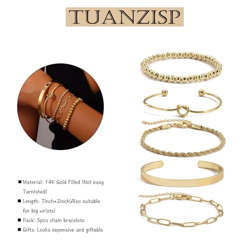 Gold Bangle Bracelets for Women Non Tarnish, 18k Gold Bracelet Stack Layered Chunky Cuff Bracelet Knot Cross Bowknot Bracelets Trendy Jewelry Set for Women Gifts - color: S02