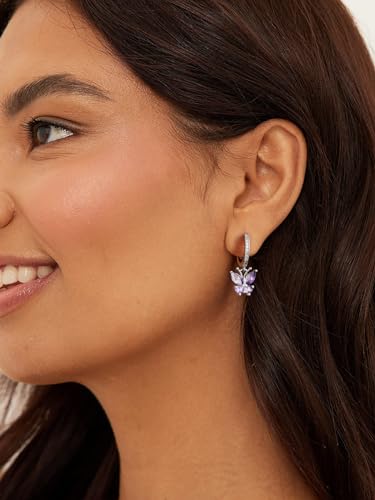 Bestyle Gold Butterfly Earrings for Women, Dainty Cute Birthstone Studs Hypoallergenic Jewelry, Great Birthday Gift - style: 06.June (Alexandrite)-DANGLE