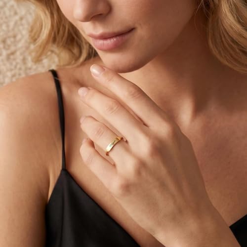 Custom Ring for Women 925 Sterling Silver Name Rings Personalized Initial Ring Engraved Stackable Letter Ring Christmas Birthday Gifts For Mom Grandma Sisters Girlfriend - color: Style 4-Silver