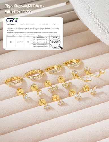 M MOOHAM Hypoallergenic Earring Jacket Stacks - 7 Pairs 14K Gold Plated Flat Back Earrings Dainty Huggie Hoop Cartilage Helix Earring Jacket, Fashion Accessories Western Jewelry Gifts - color: 14K Gold Plated
